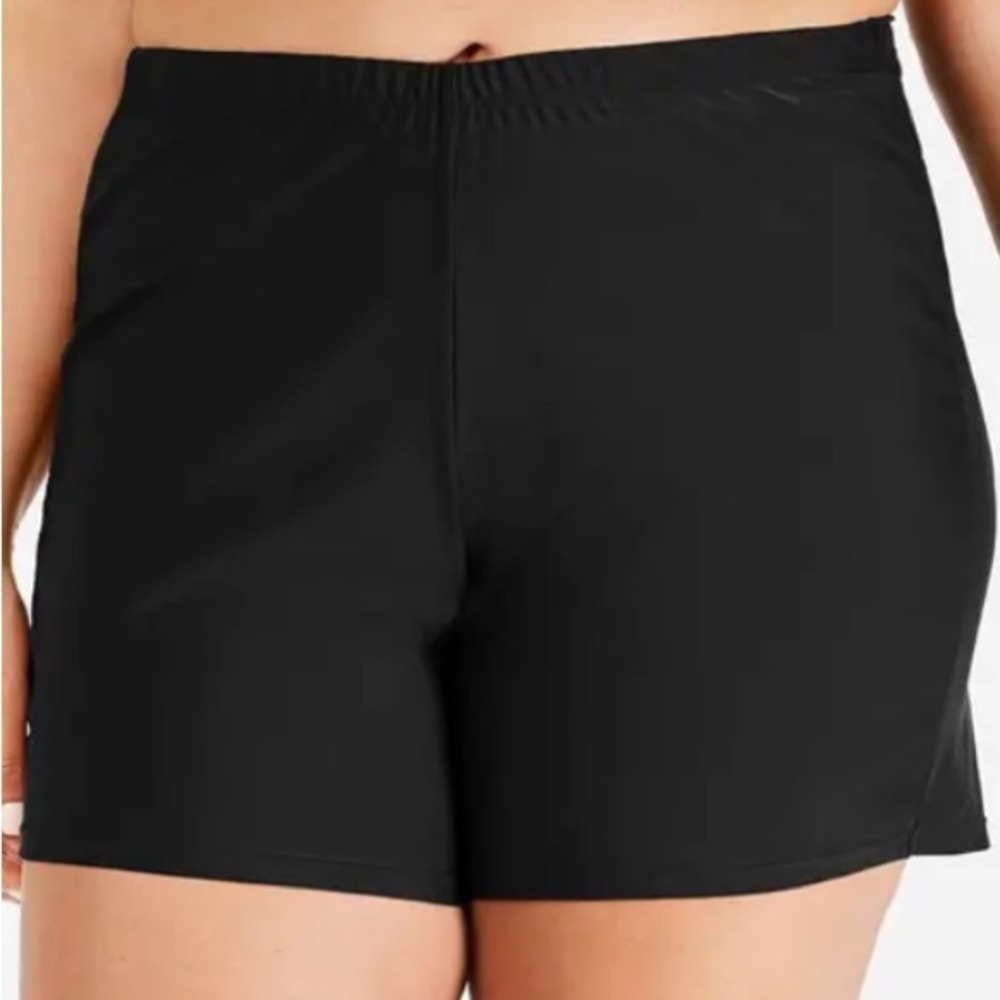 ISLAND ESCAPE Women's Swim Shorts Plus Size 18W Black Swim Swimwear